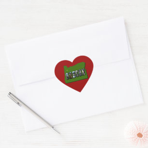 Oregon Map Outline and Picture Text Heart Sticker