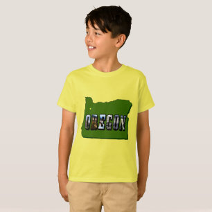 Oregon Map Outline and Picture Text T-Shirt