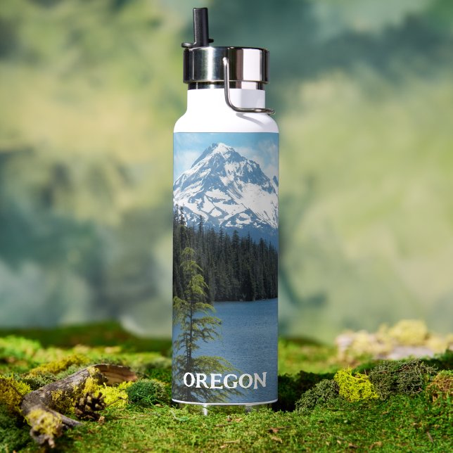 Oregon Mount Hood and Lake Landscape Water Bottle (Outdoor)