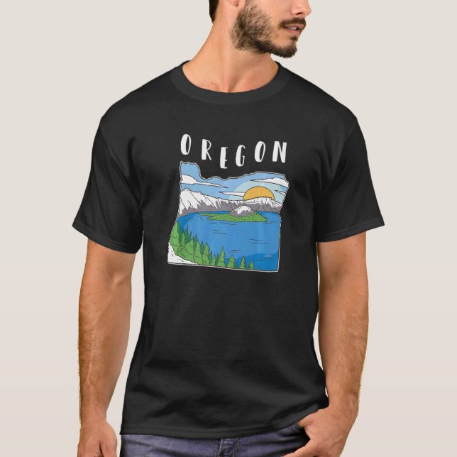 Oregon Mountain Nature Landscape T-Shirt (Front)