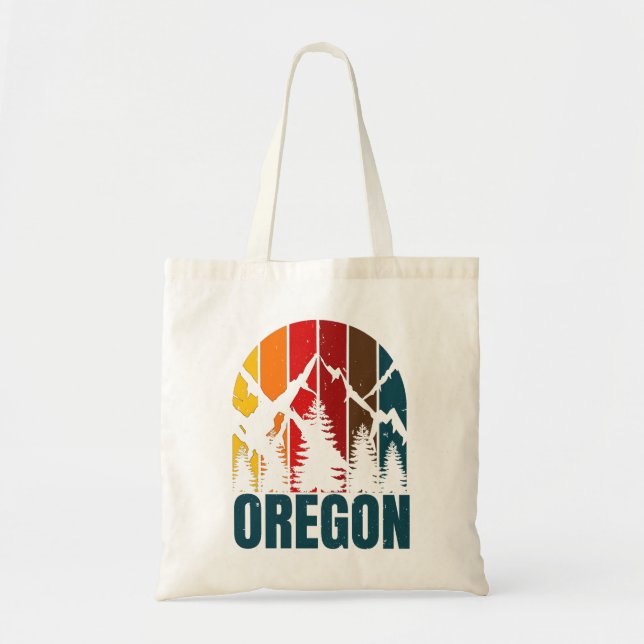 Oregon Mountains Retro Vintage Tote Bag (Front)