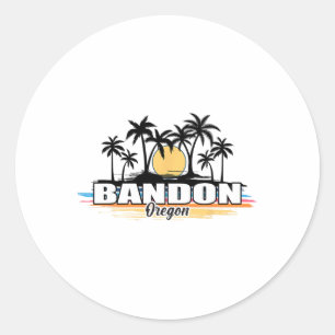 Oregon Ndon Retro Surfing Beach Men Women Kids Classic Round Sticker