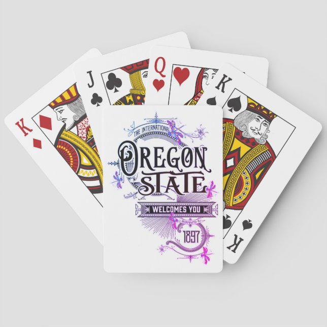 Oregon Playing Cards Vintage Illustration (Back)