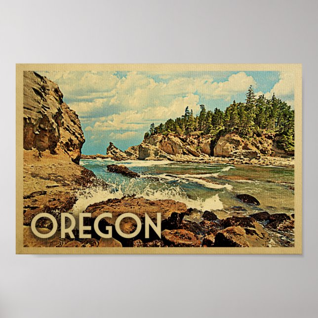 Oregon Poster Vintage Travel Art Ocean Nature (Front)