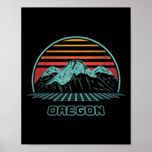 Oregon Retro Mountain Hiking 80s Style  Poster