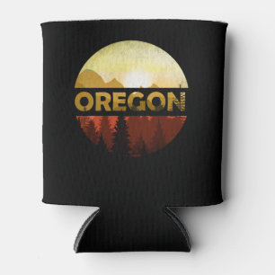 Oregon Retro Vintage Portland Home State Mountains Can Cooler