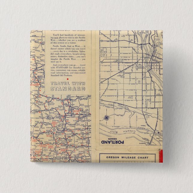 Oregon road map 15 cm square badge (Front)