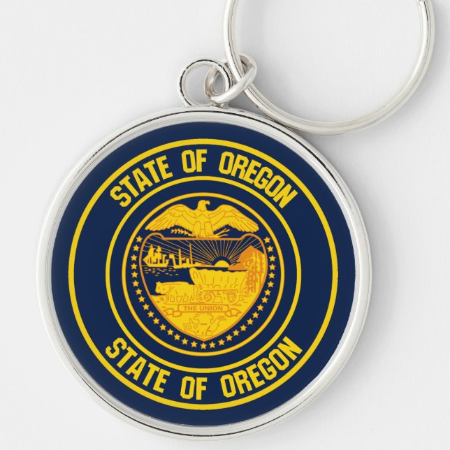 Oregon Round Emblem Key Ring (Front)
