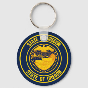 Oregon Round Emblem Key Ring
