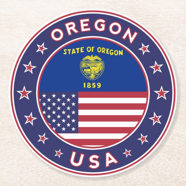 Oregon Round Paper Coaster (Front)