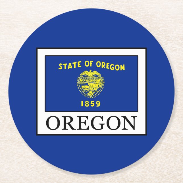 Oregon Round Paper Coaster (Front)