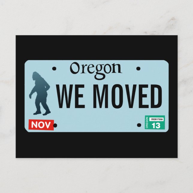 Oregon Sasquatch License Plate Announcement Postcard (Front)