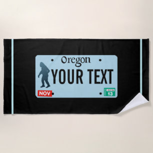 Oregon Sasquatch License Plate Beach Towel