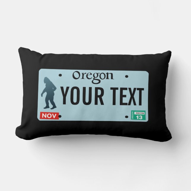 Oregon Sasquatch License Plate Lumbar Cushion (Front)