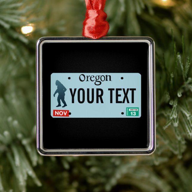 Oregon Sasquatch License Plate Metal Ornament (Tree)