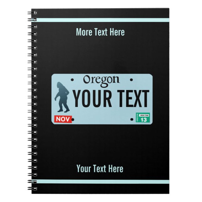 Oregon Sasquatch License Plate Notebook (Front)
