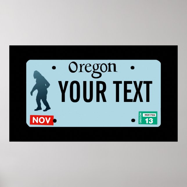 Oregon Sasquatch License Plate Poster (Front)