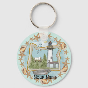 Oregon Shells Lighthouse  Key Ring