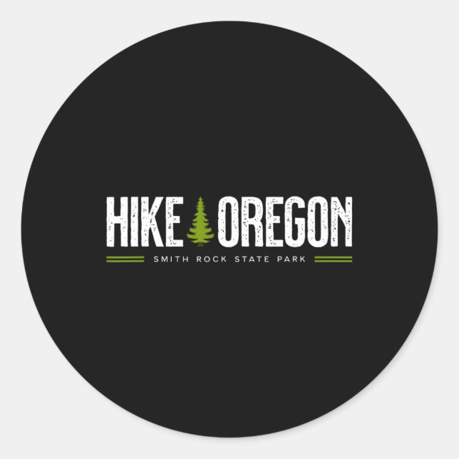Oregon Smith Rock State Park Hike Tree Retro Graph Classic Round Sticker (Front)