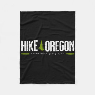Oregon Smith Rock State Park Hike Tree Retro Graph Fleece Blanket