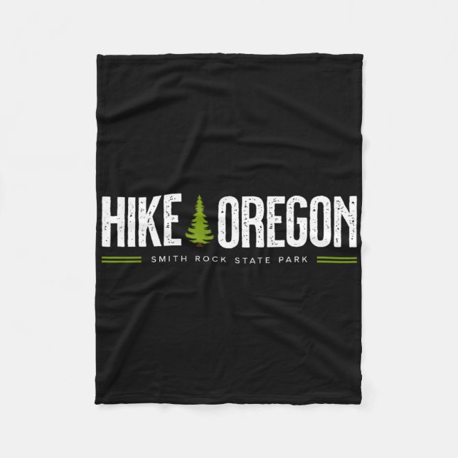 Oregon Smith Rock State Park Hike Tree Retro Graph Fleece Blanket (Front)