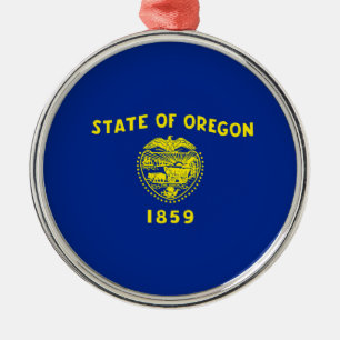 Oregon State Flag Design Metal Tree Decoration