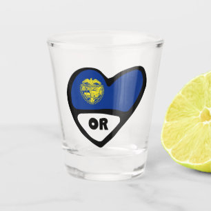 Oregon State Flag In Heart, OR Shot Glass
