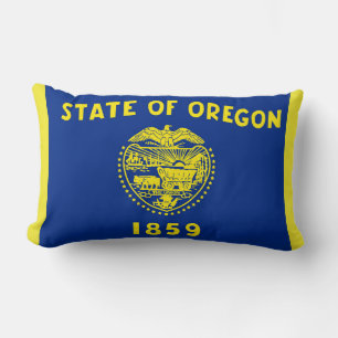 Oregon State Flag Print Patriotic Lumbar Cushion