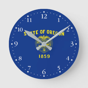 Oregon State Flag Round Clock