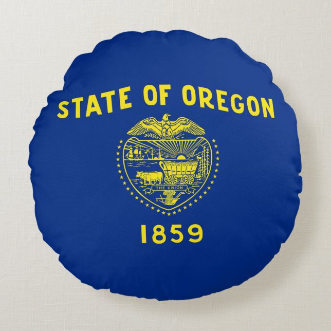 Oregon State Flag Round Cushion (Front)