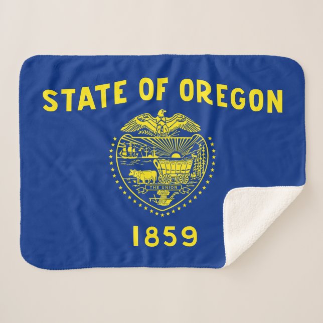 Oregon State Flag Sherpa Blanket (Front (Horizontal))