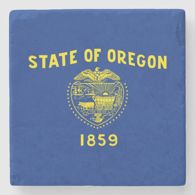 Oregon State Flag Stone Coaster (Front)