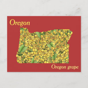Oregon State Flower Collage Map Postcard