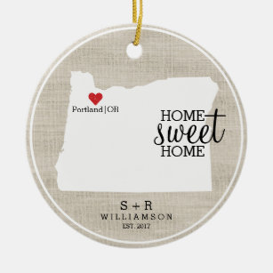 Oregon State Love Home Sweet Home Custom Map Ceramic Tree Decoration