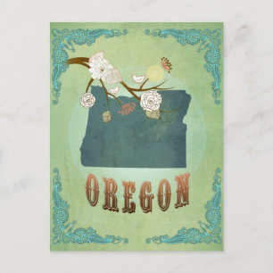 Oregon State Map – Green Postcard