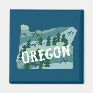 Oregon State Map Illustration Magnet