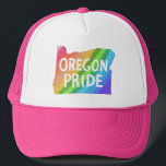 Oregon State Map Illustration PRIDE RAINBOW Trucker Hat<br><div class="desc">Check out this awesome hat with an Oregon State map illustration! Check out my shop for more designs too! Or if you'd like something custom let me know. If you buy it, thank you! Be sure to share a pic on Instagram of it in action and tag me @shoshannahscribbles :)...</div>