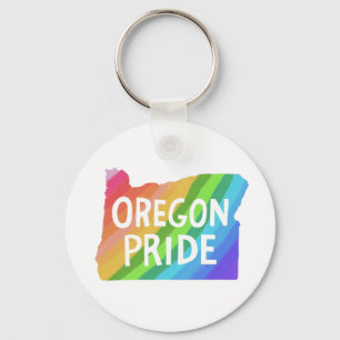 Oregon State Map Illustration RAINBOW PRIDE Key Ring