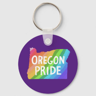 Oregon State Map Illustration RAINBOW PRIDE  Key Ring