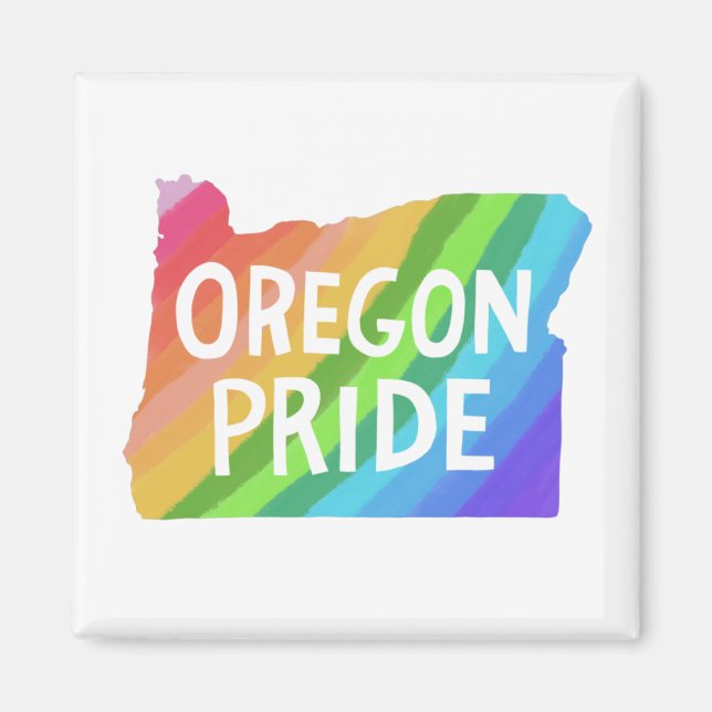 Oregon State Map Illustration RAINBOW PRIDE Magnet (Front)