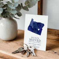 Oregon state map navy blue watercolor home moving