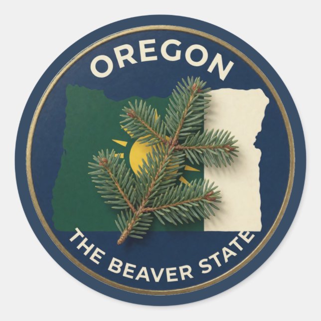 Oregon State Pride Emblem Classic Round Sticker (Front)