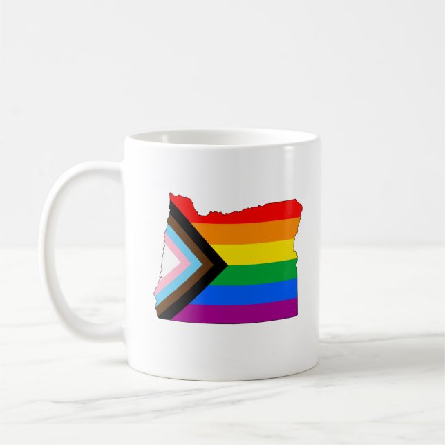 Oregon State Pride LGBTQ Progress Pride Coffee Mug (Left)