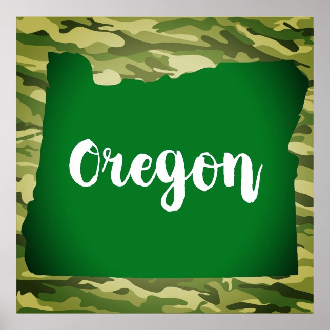 Oregon State Silhouette Camo Wall Poster (Front)