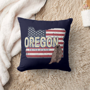 Oregon State United States Retro Map USA Souvenir Cushion