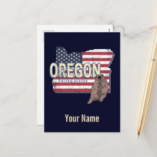 Oregon State United States Retro Map USA Souvenir Holiday Postcard