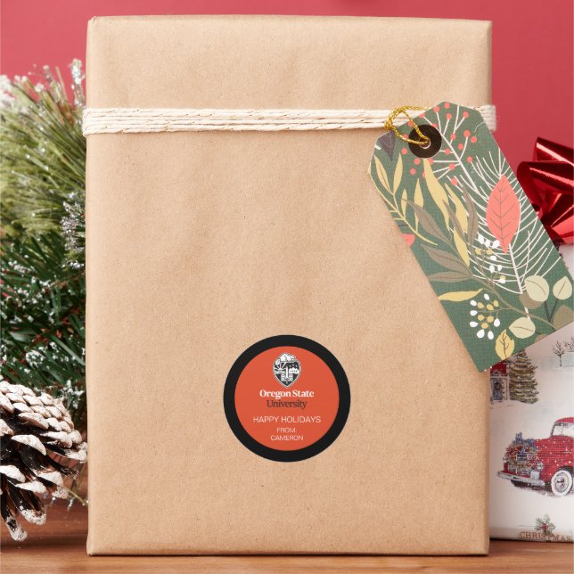 Oregon State University Classic Round Sticker (Holiday)