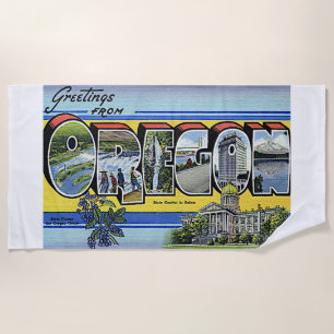 Oregon State USA Americana Retro Colorful Art Beach Towel