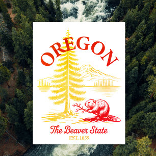 Oregon The Beaver State Est. 1859 Postcard