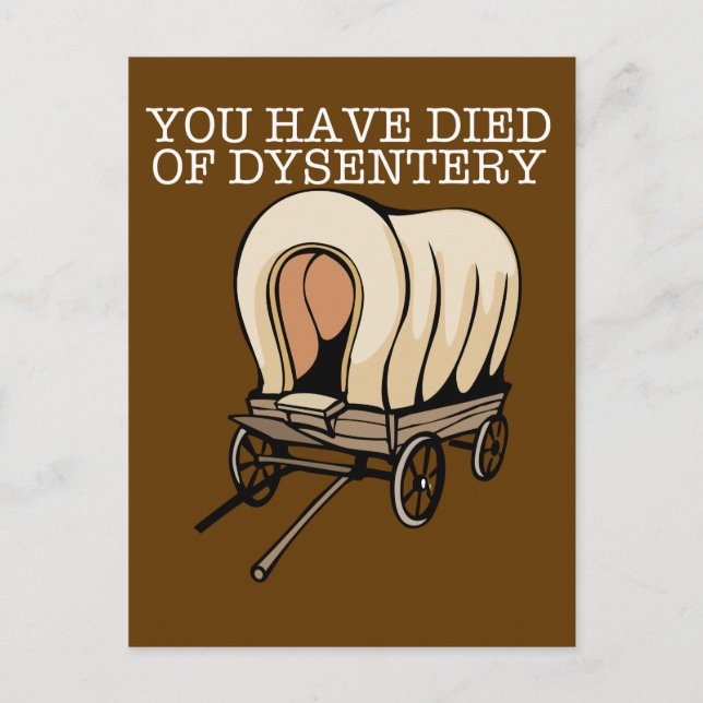 Oregon Trail Funny Wagon Postcard (Front)